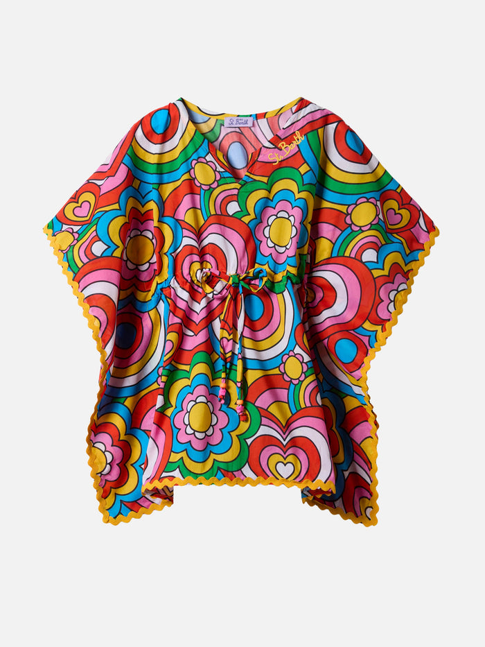 Kate Poncho With Crazy Shapes Print Beach Robe