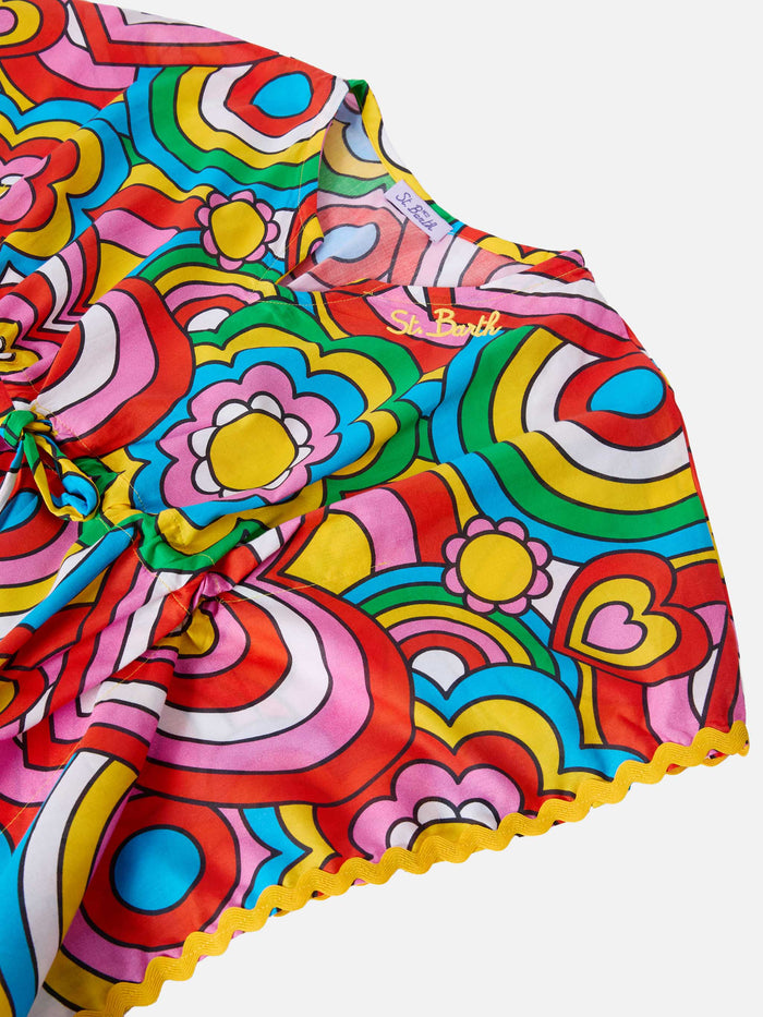 Kate Poncho With Crazy Shapes Print Beach Robe