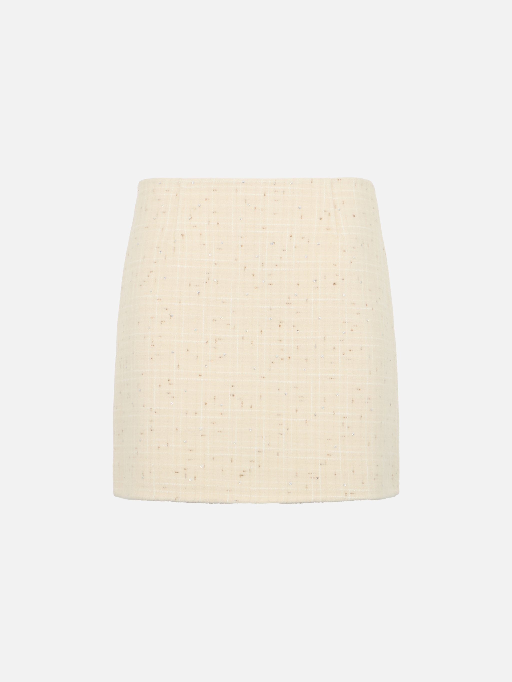 Katrine Wool Tweed Skirt With Sequins White