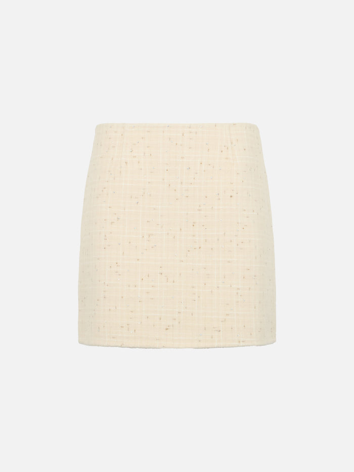 Katrine Wool Tweed Skirt With Sequins White