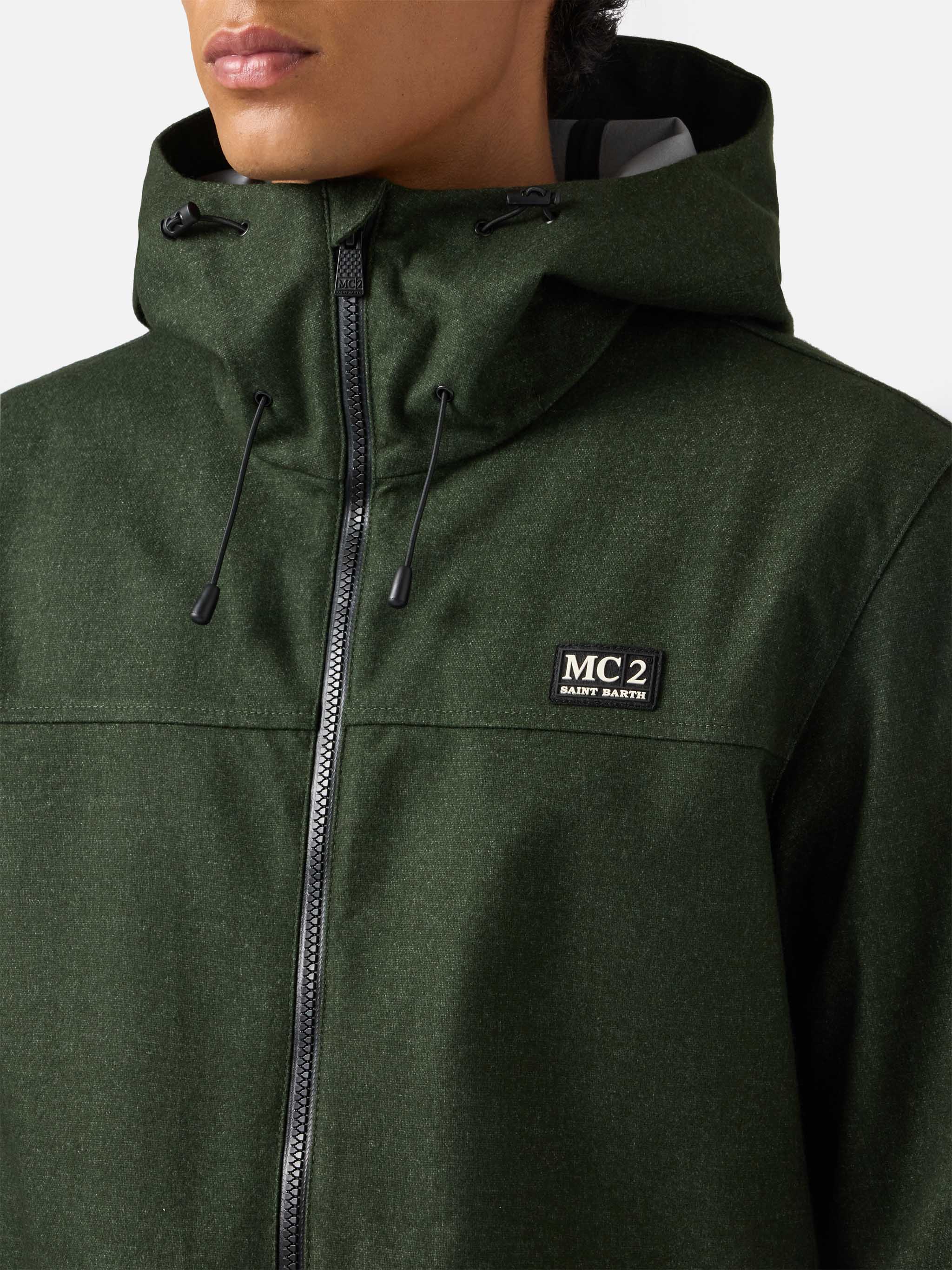 Kauris Pocket Military Green Hooded Windbreaker Jacket