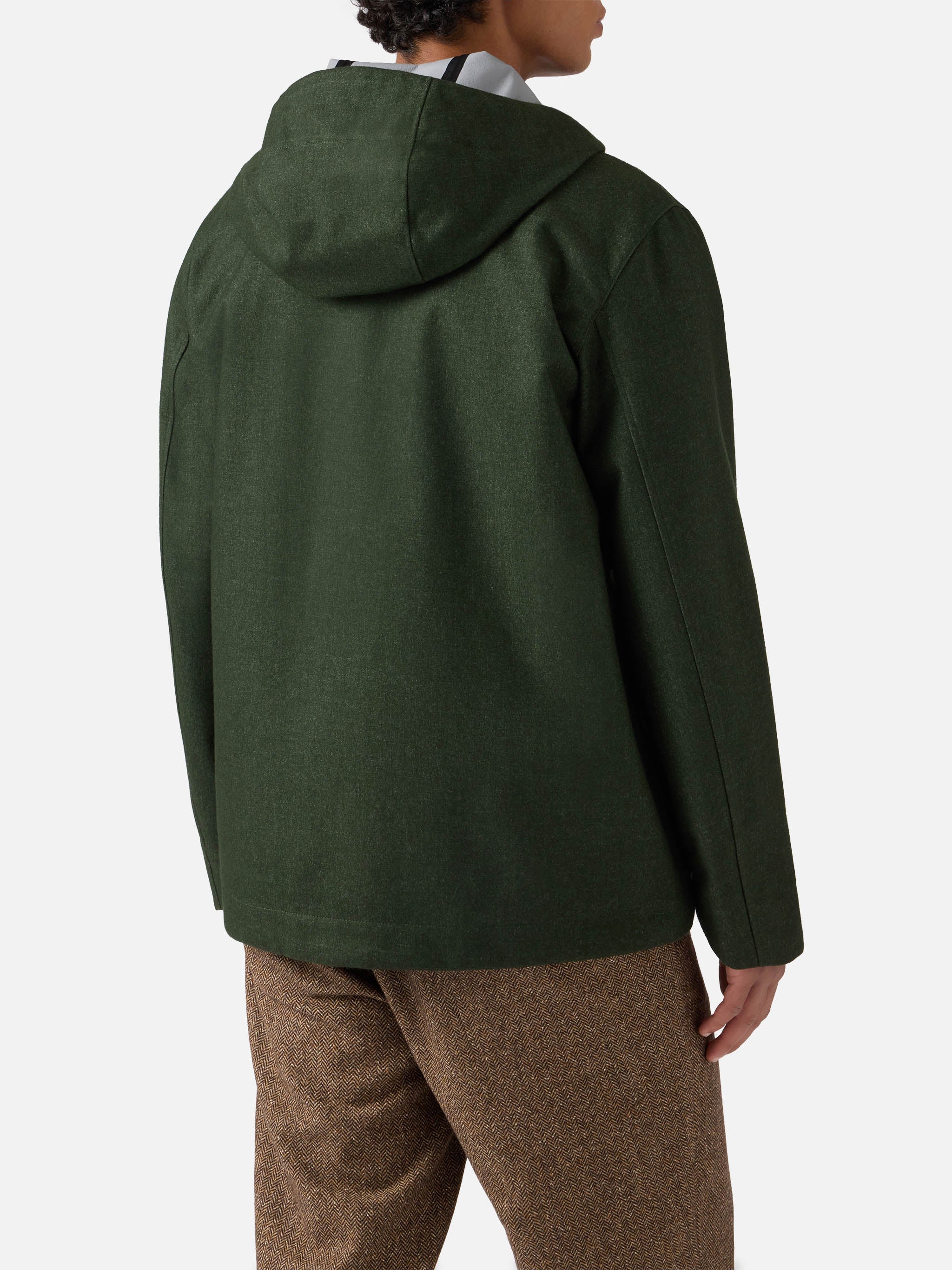 Kauris Pocket Military Green Hooded Windbreaker Jacket