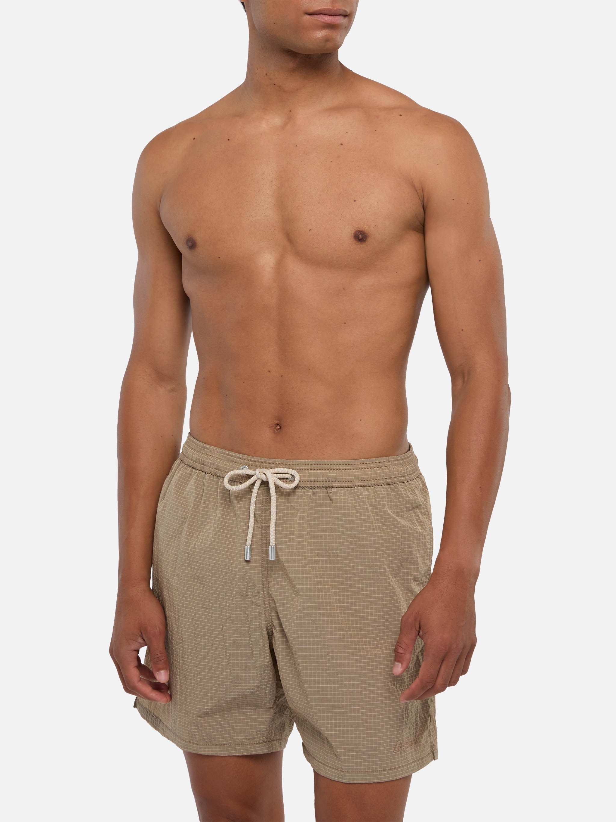 Mid-Length Swim Shorts Katch Ripstop Fabric Brown Swimshort