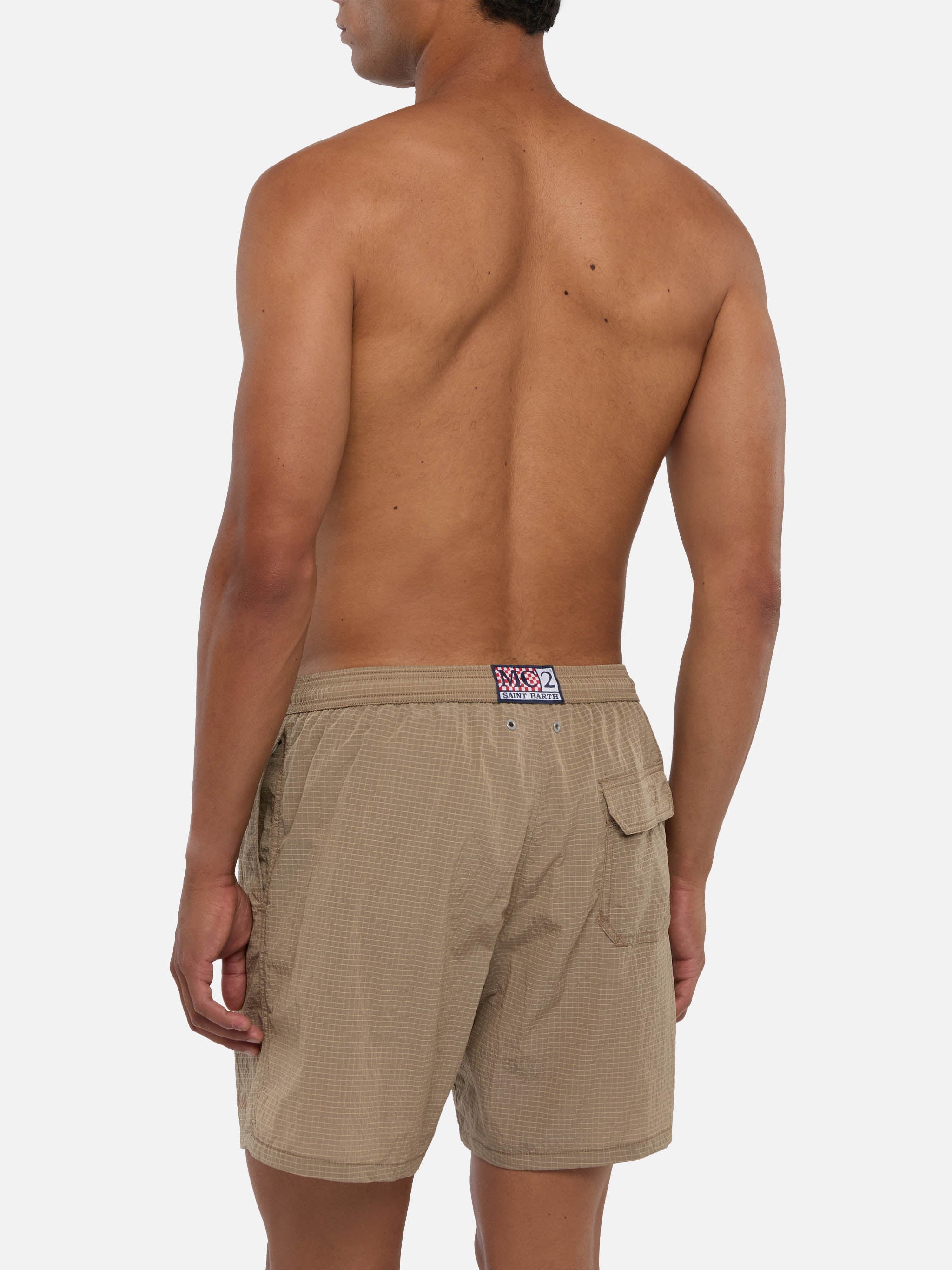 Mid-Length Swim Shorts Katch Ripstop Fabric Brown Swimshort