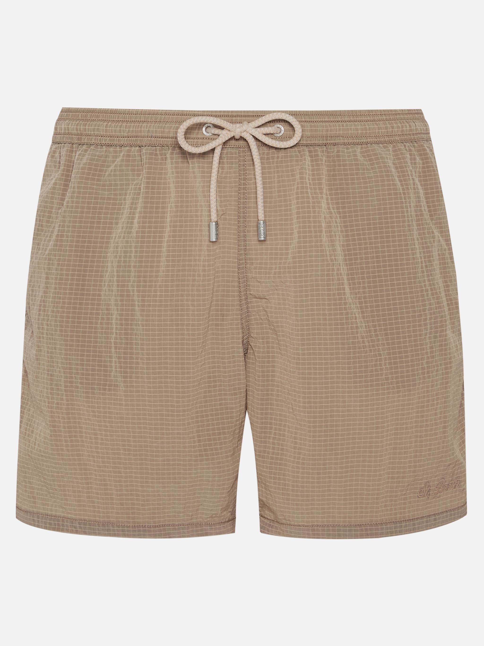 Mid-Length Swim Shorts Katch Ripstop Fabric Brown Swimshort