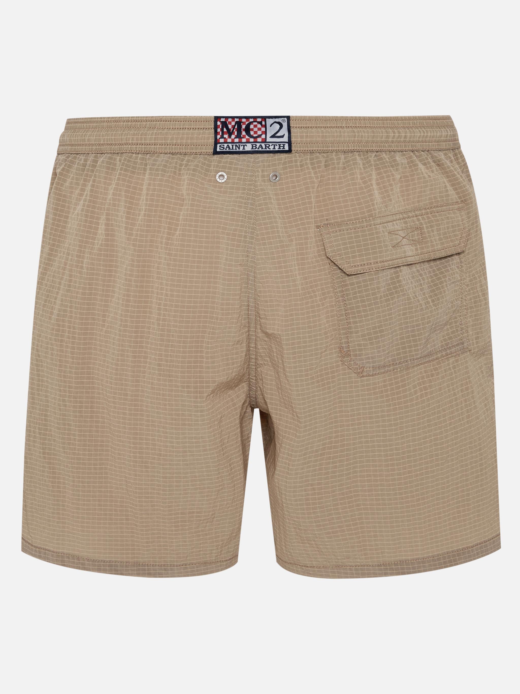 Mid-Length Swim Shorts Katch Ripstop Fabric Brown Swimshort