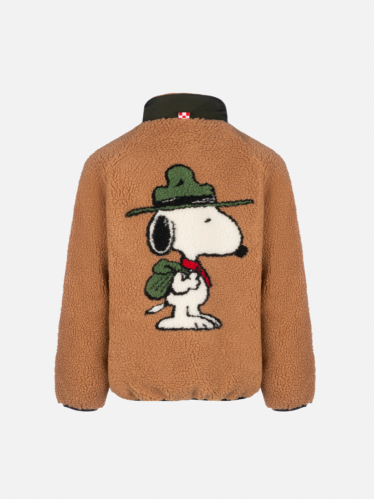 Boy Sherpa Beige Jacket Keystone With Snoopy Print | Peanuts Special Edition Brown