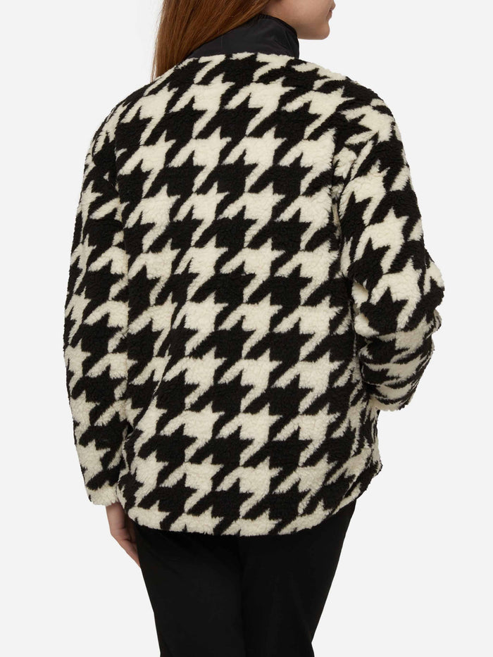 Teddy-Fleece Jacket Keystone With Pied De Poule Print Black
