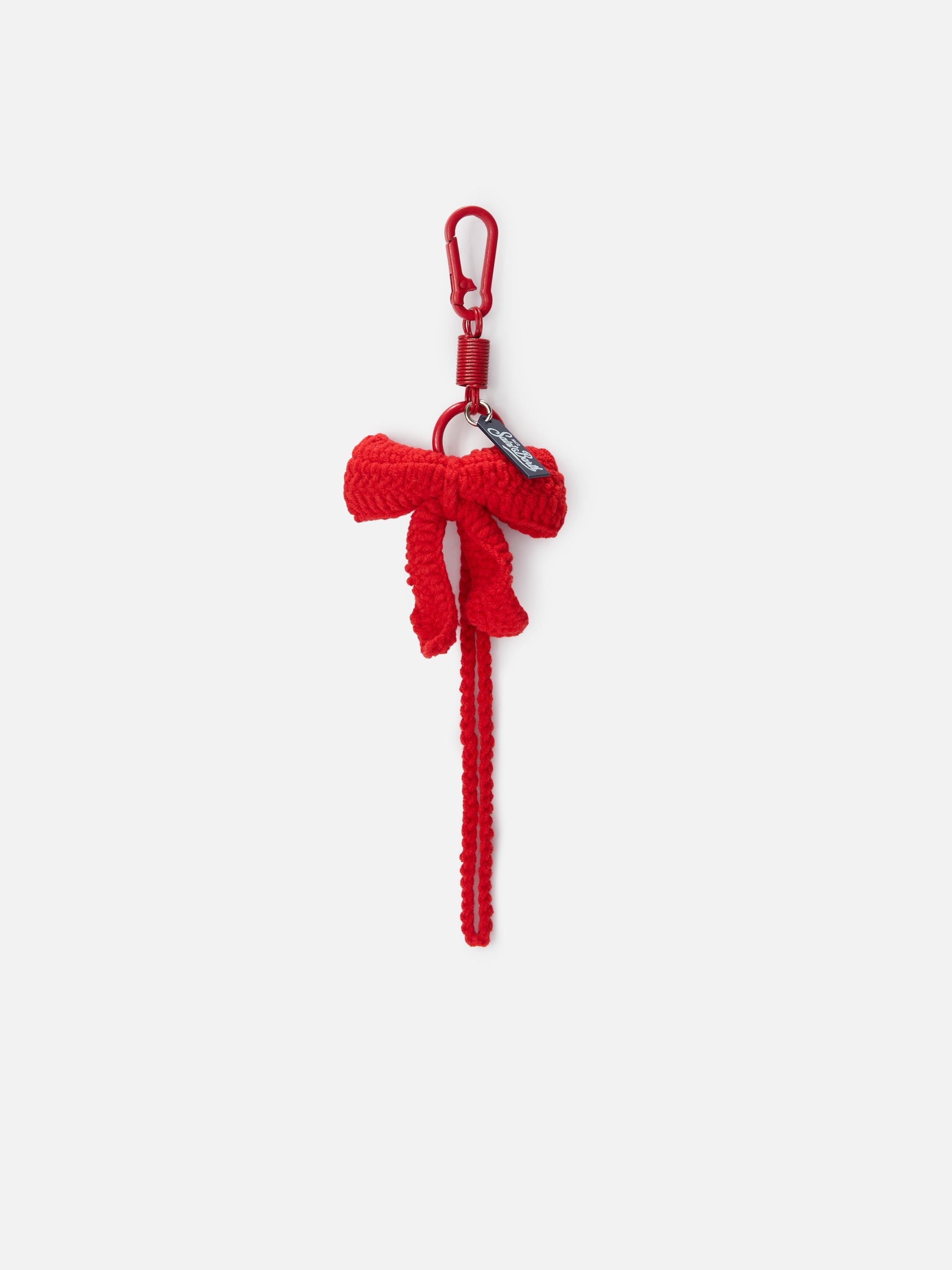 Crochet Bow-Shaped Red Keychain With Lobster Clasp Small Accessories