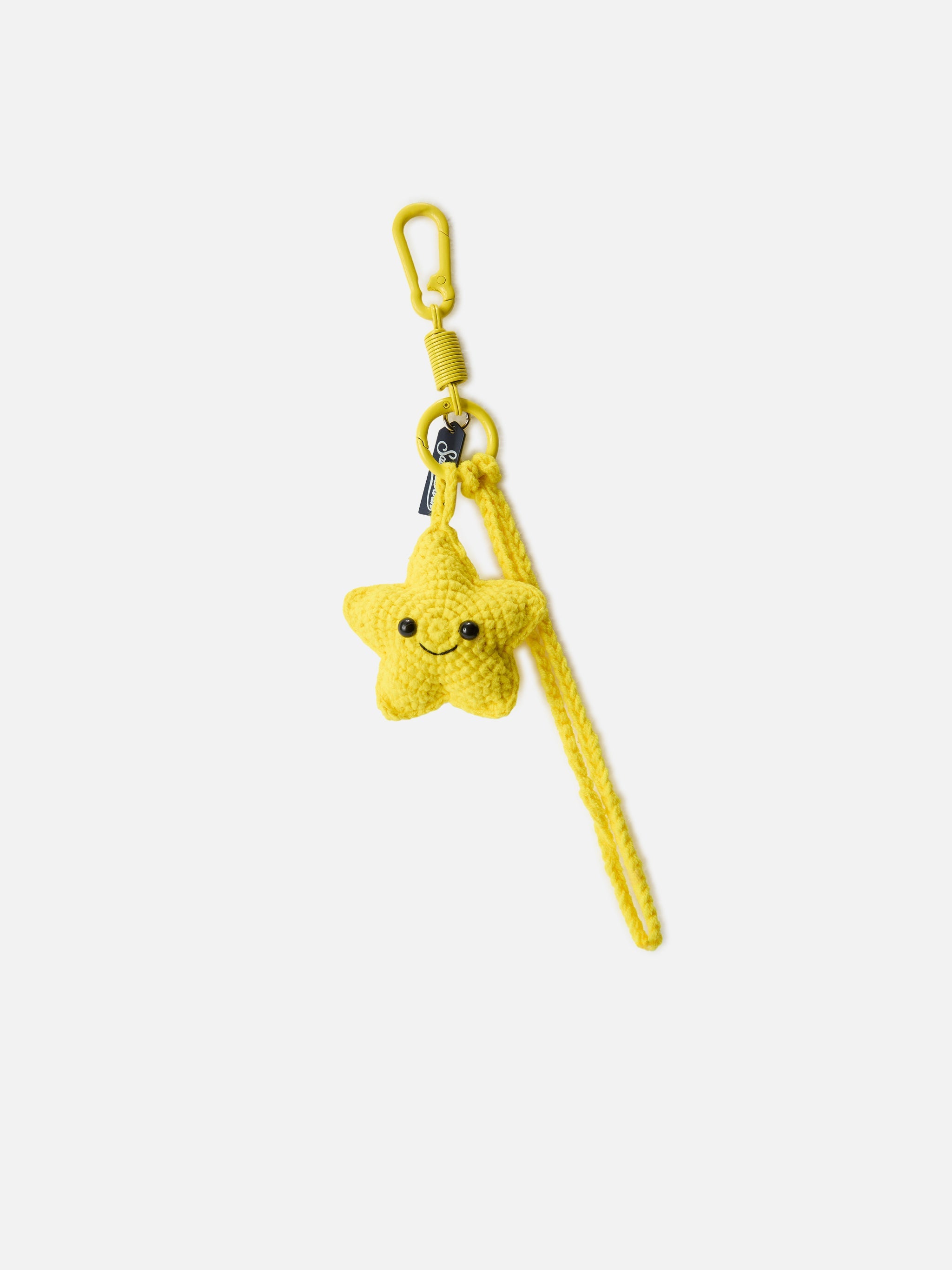 Funny Bag Charm With Crochet Star Yellow Small Accessories
