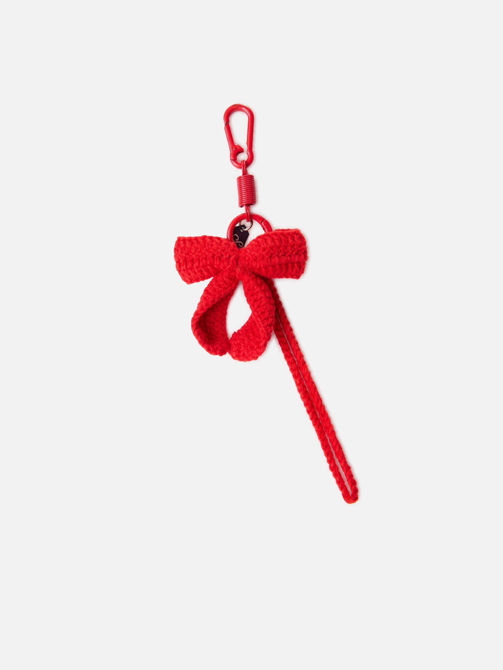 Funny Bag Charm With Crochet Padded Bow Red Small Accessories