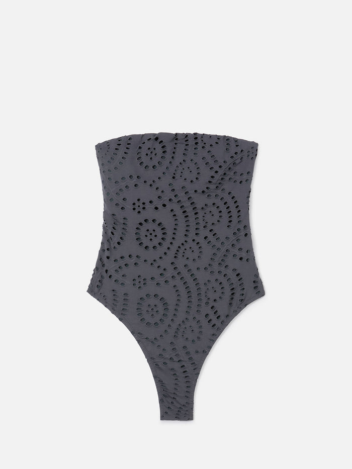 Khyra Bandeau One-Piece Swimsuit Dark Grey Sangallo Textile One Piece
