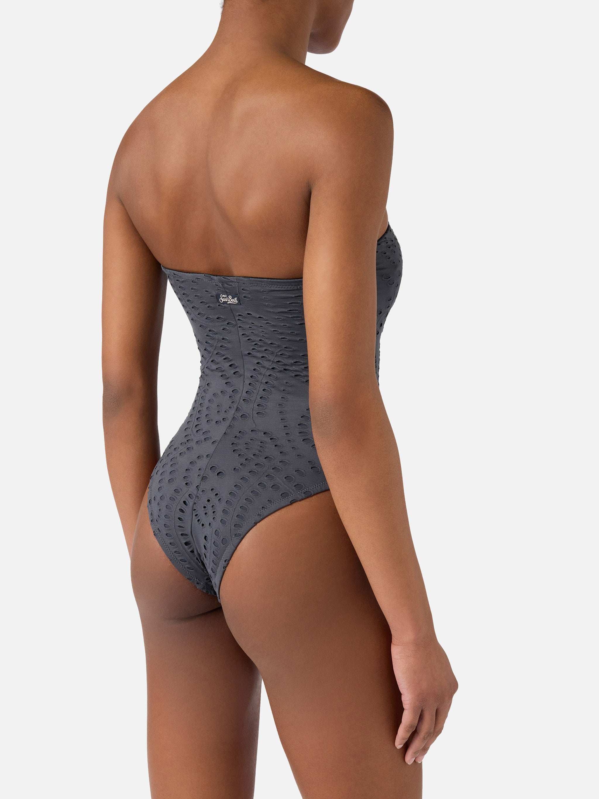 Khyra Bandeau One-Piece Swimsuit Dark Grey Sangallo Textile One Piece