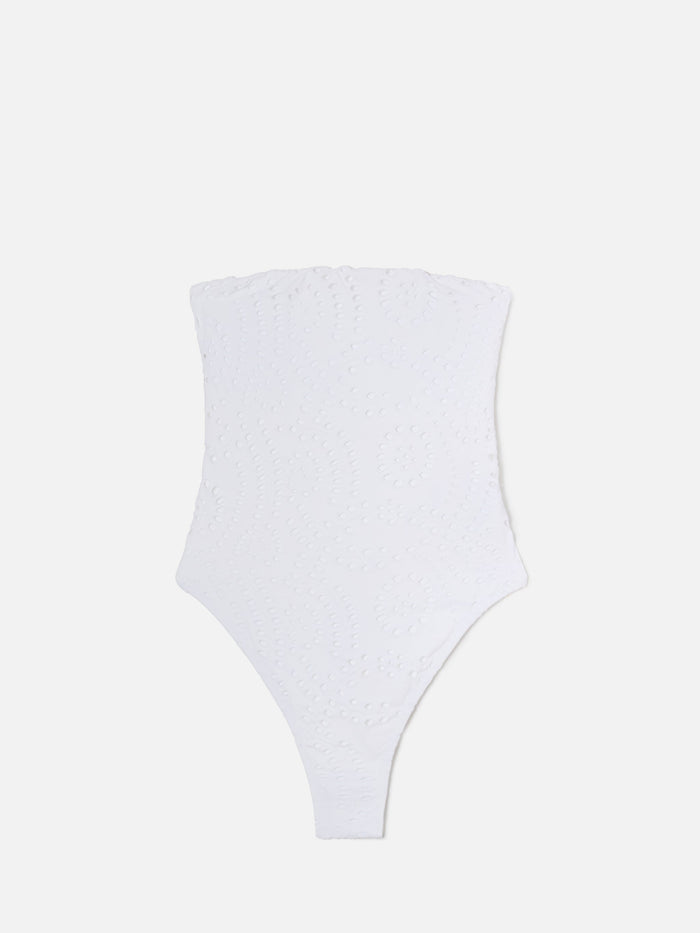 Khyra Bandeau One-Piece Swimsuit White Sangallo Textile One Piece