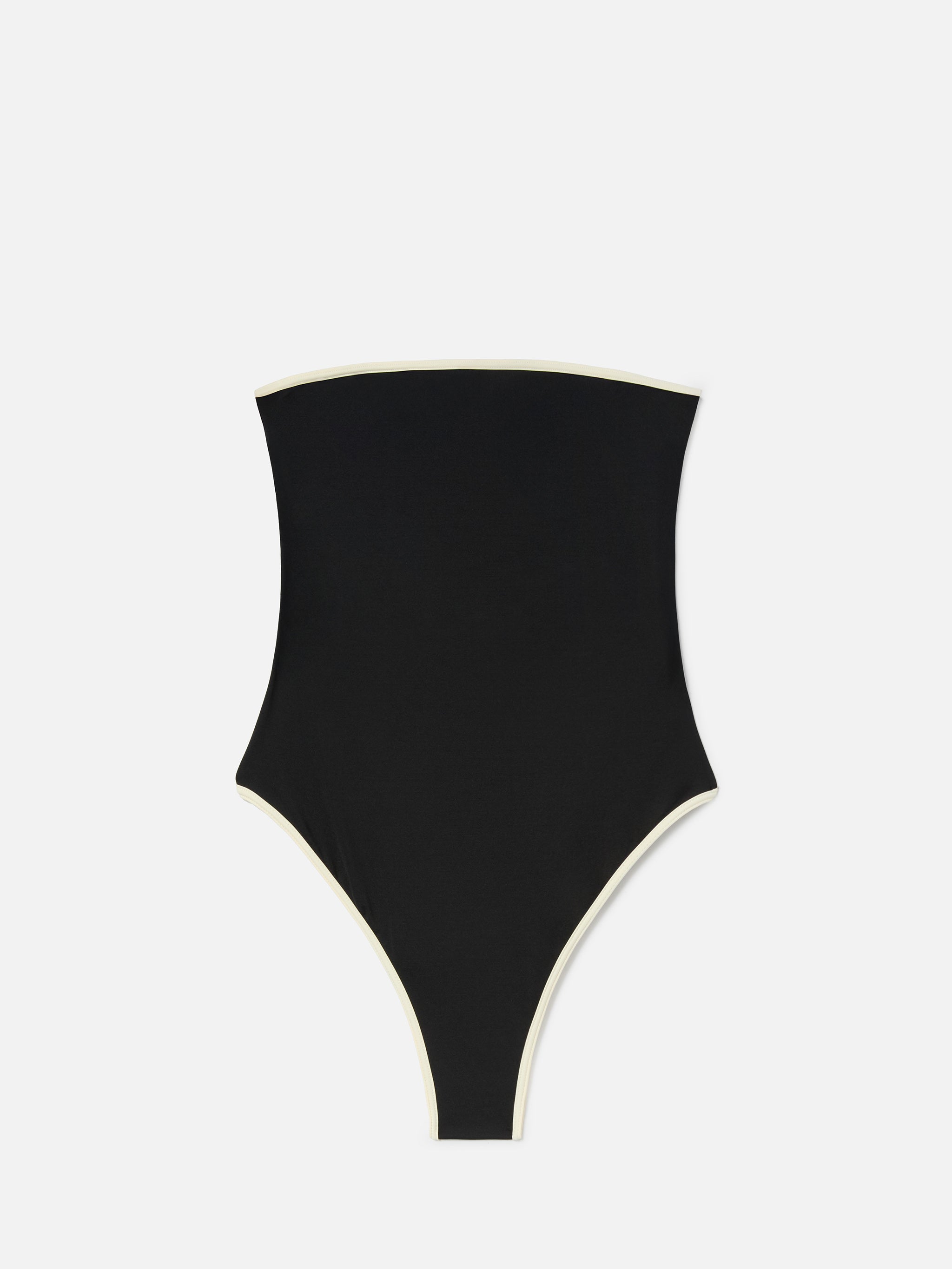 Khyra String Bandeau Black One-Piece Swimsuit With Contrast Details One Piece