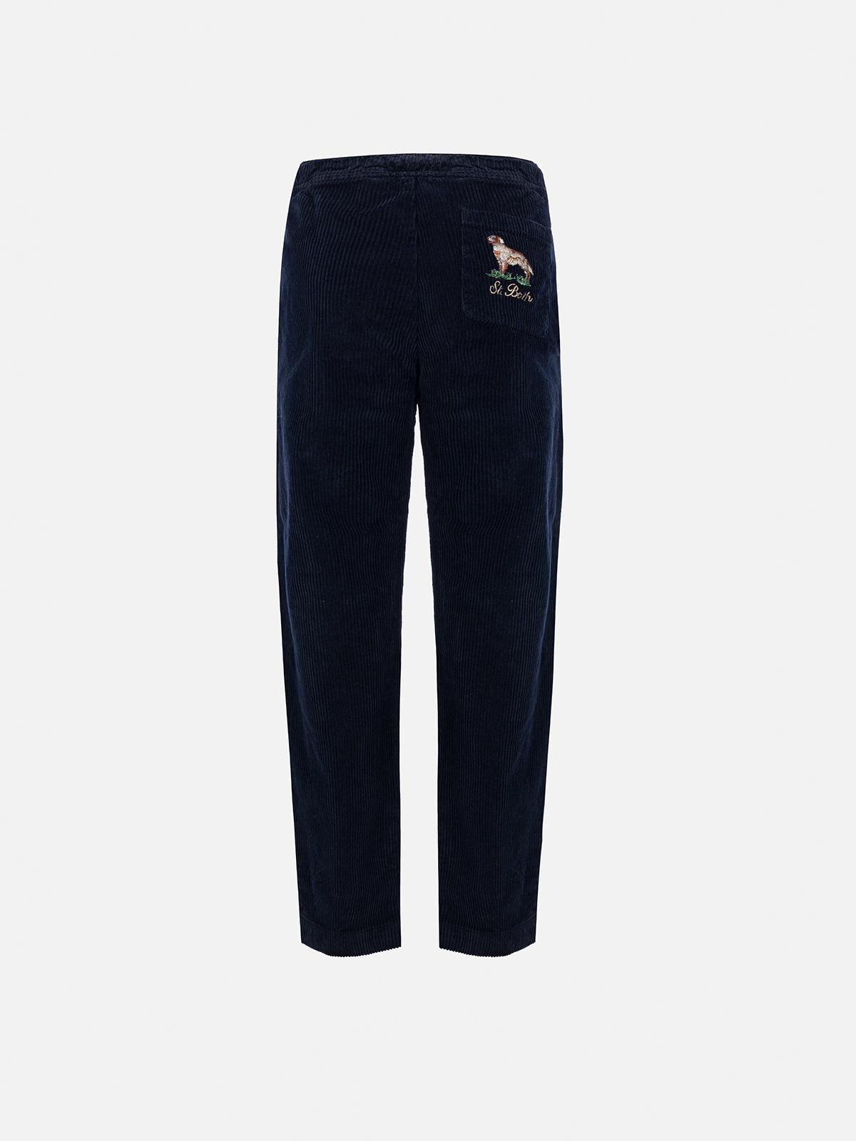 Boy Corduroy Pants Kilkenny With Country Dog Embroidery Blue