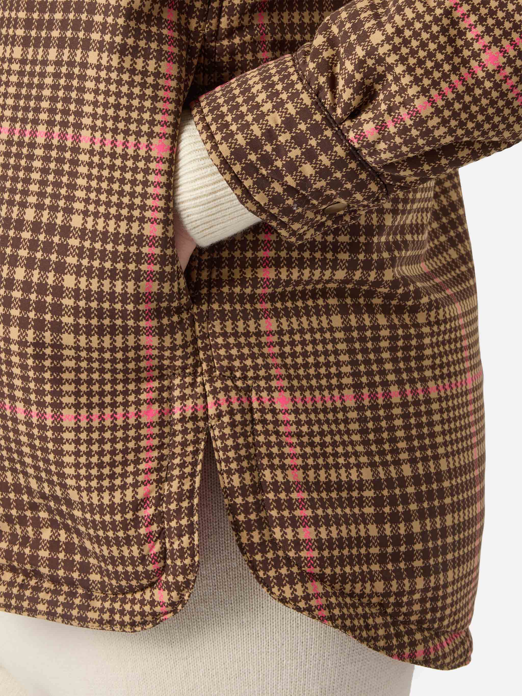 Quilted Padded Lightweight Jacket Kimmy With Pied De Poule Print Beige