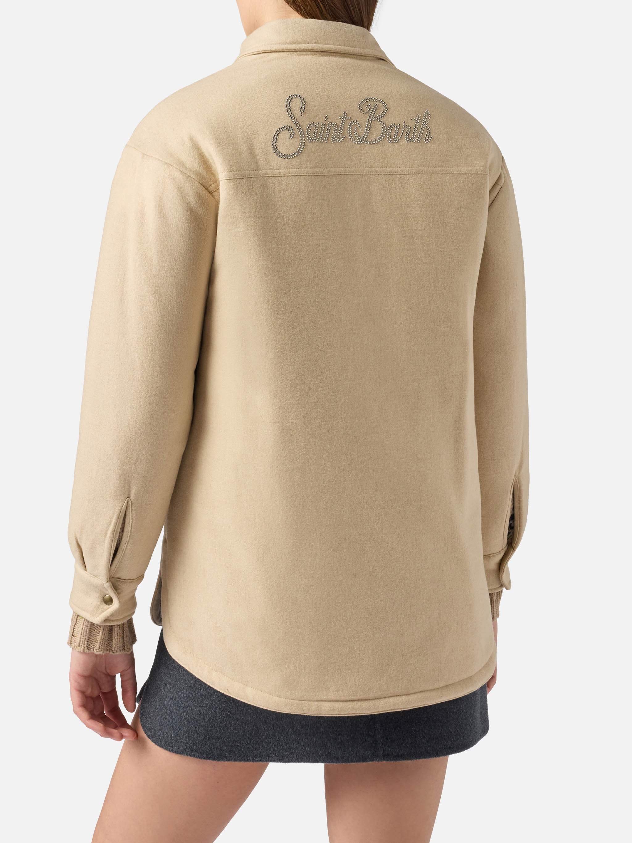 White Kimmy Jacket With Saint Barth Rhinestone Print Brown