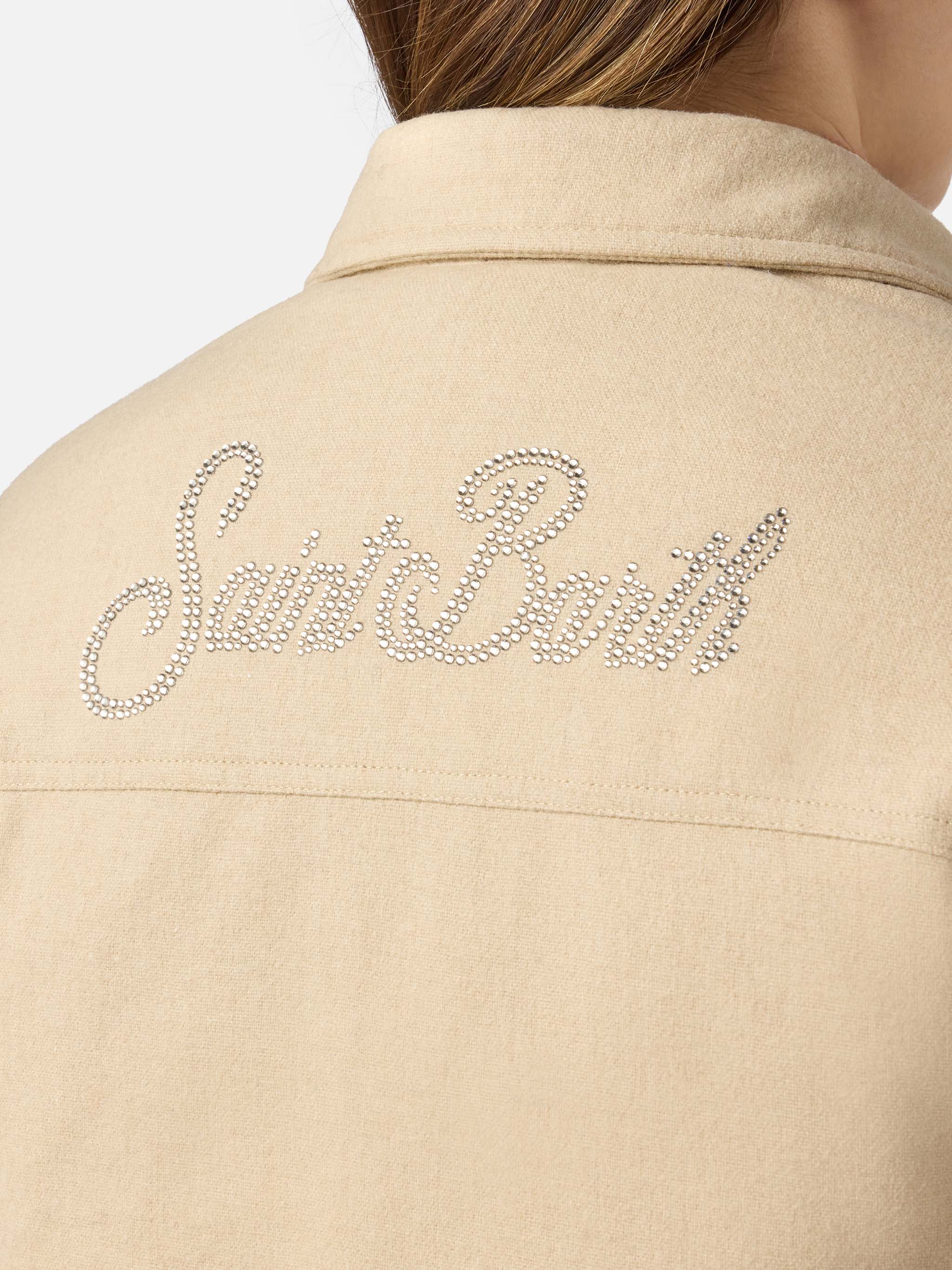 White Kimmy Jacket With Saint Barth Rhinestone Print Brown