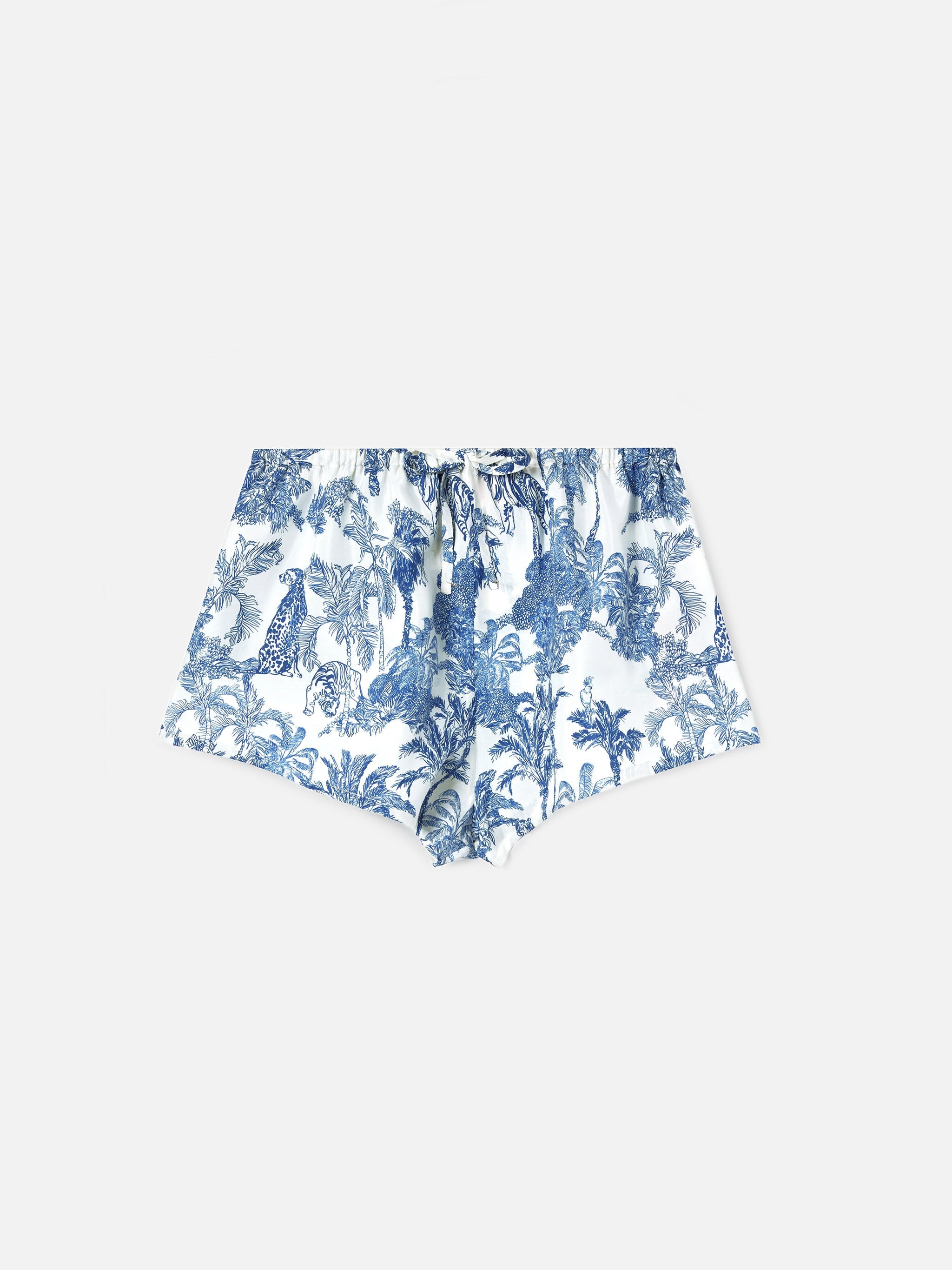 Kammy Silk Shorts With Toile De Jouy Print White Pant