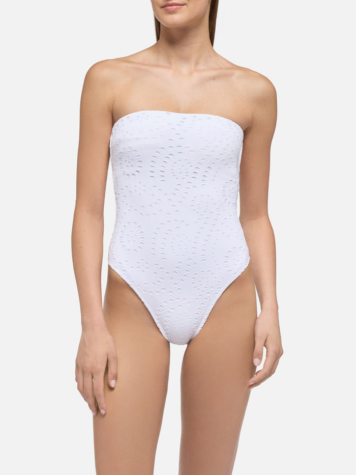 Kayla White Sangallo Lace One-Piece Swimsuit One Piece