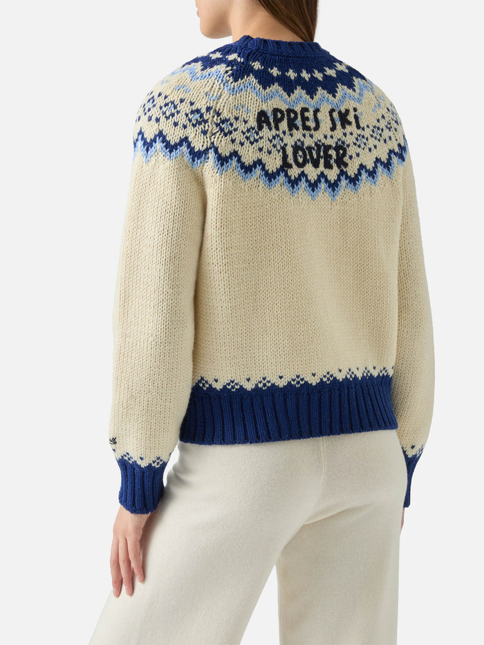 Kyla Wool Sweater With Fair-Isle Jacquard And Apres Ski Lover Embroidery White