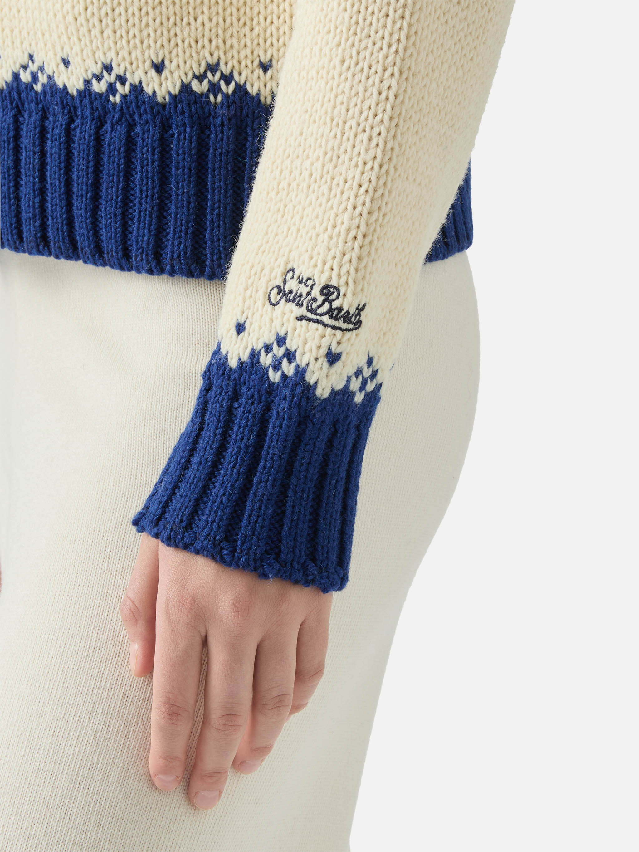 Kyla Wool Sweater With Fair-Isle Jacquard And Apres Ski Lover Embroidery White