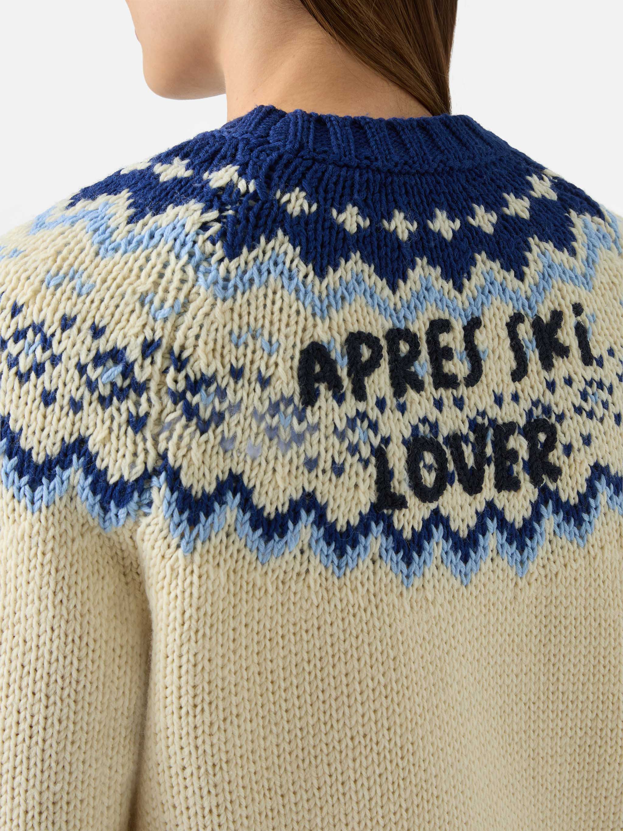 Kyla Wool Sweater With Fair-Isle Jacquard And Apres Ski Lover Embroidery White