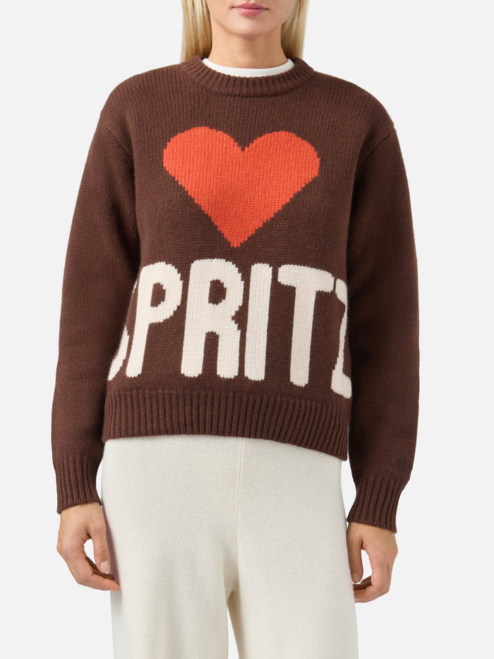 Kyla Wool Sweater Brown With Spritz Jacquard
