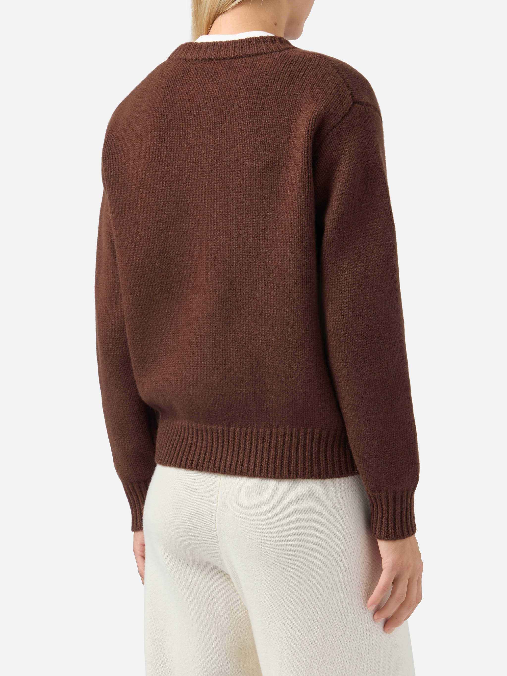 Kyla Wool Sweater Brown With Spritz Jacquard