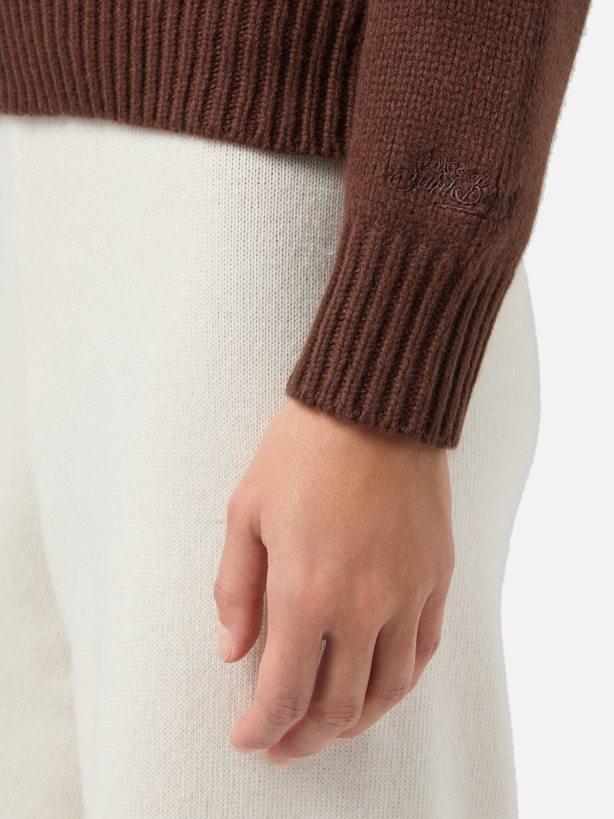 Kyla Wool Sweater Brown With Spritz Jacquard