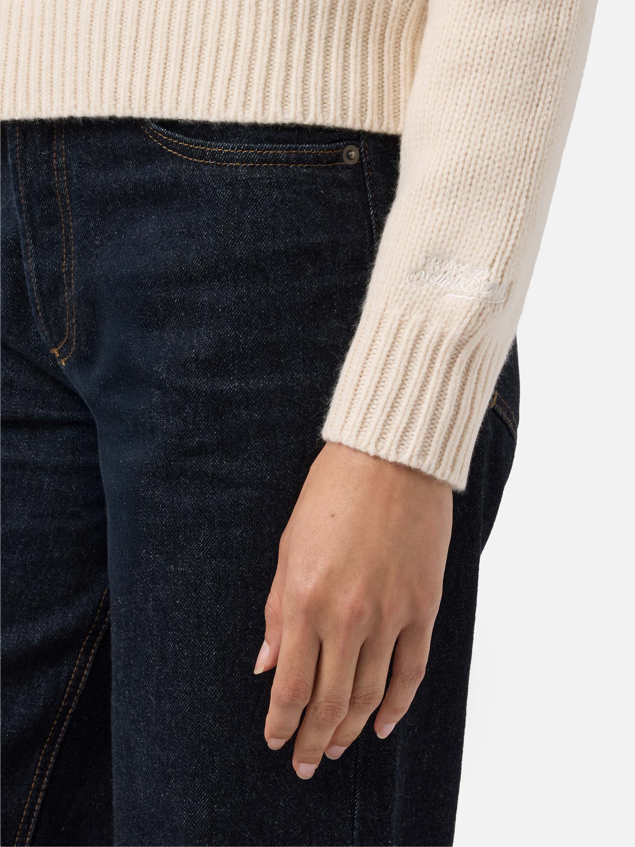 Kyla Wool Sweater White With Cortina Jacquard