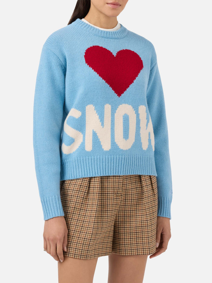 Kyla Wool Sweater Light Blue With Snow Jacquard Sky