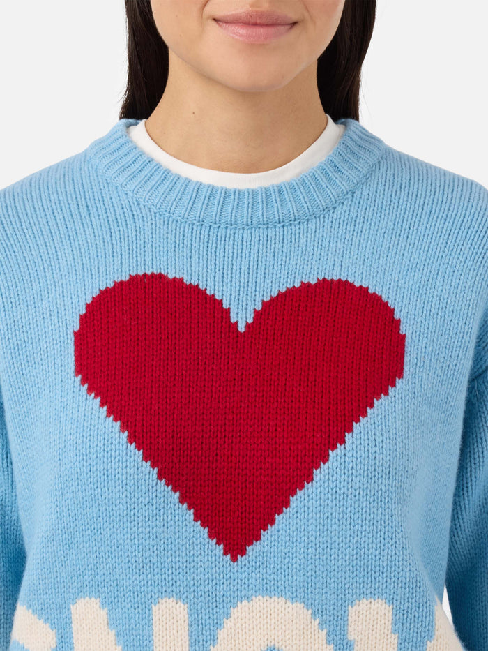 Kyla Wool Sweater Light Blue With Snow Jacquard Sky