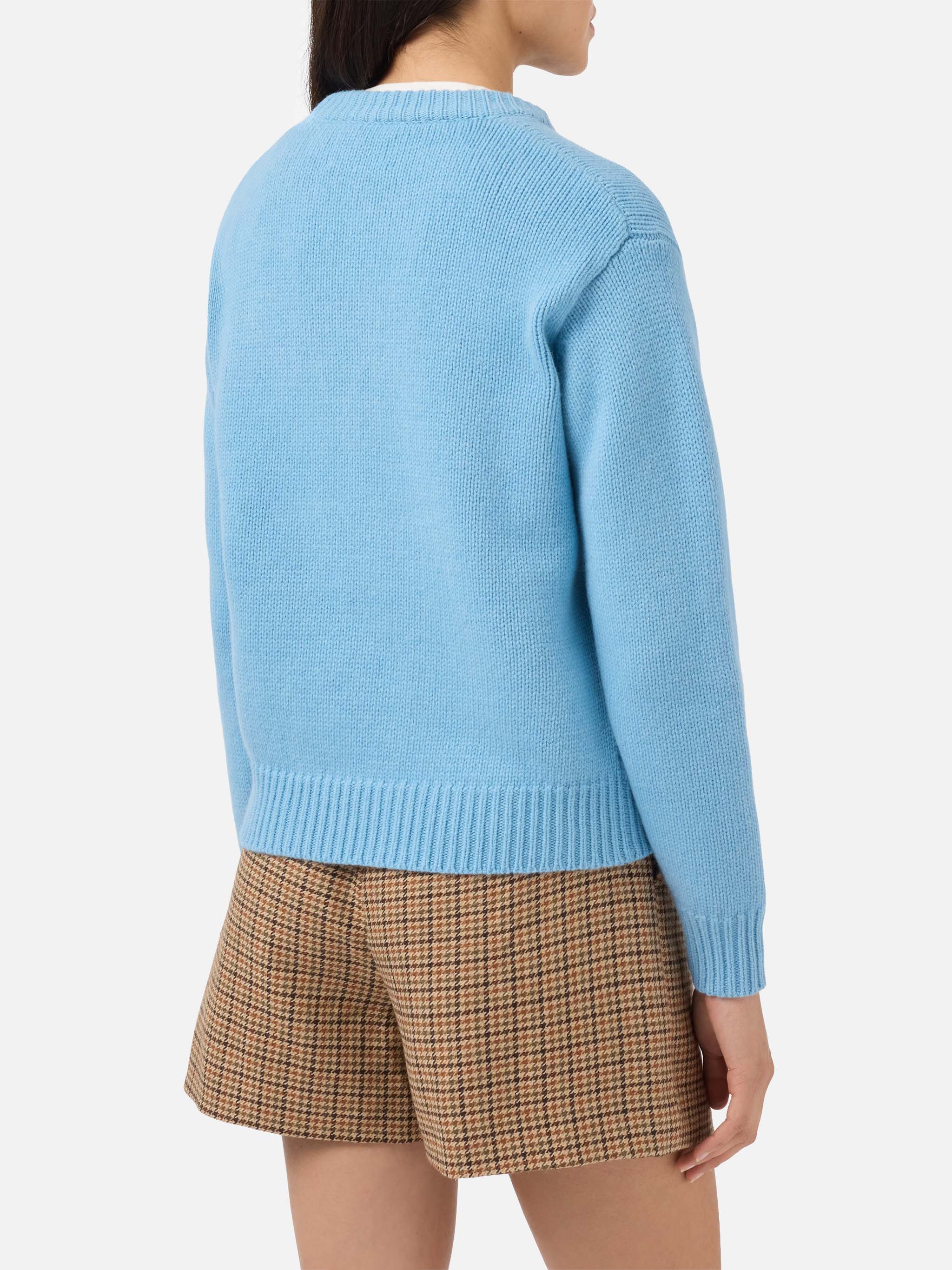 Kyla Wool Sweater Light Blue With Snow Jacquard Sky