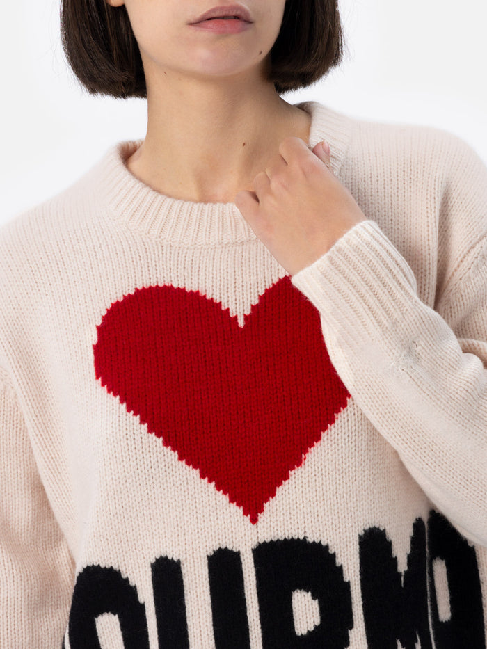 Kyla White Alpaca Blend Sweater With Courma Jacquard