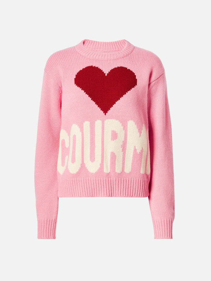 Kyla Wool Sweater Pink With Courma Jacquard