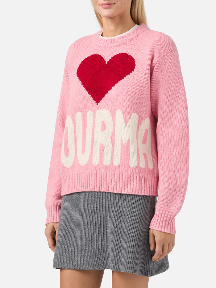 Kyla Wool Sweater Pink With Courma Jacquard