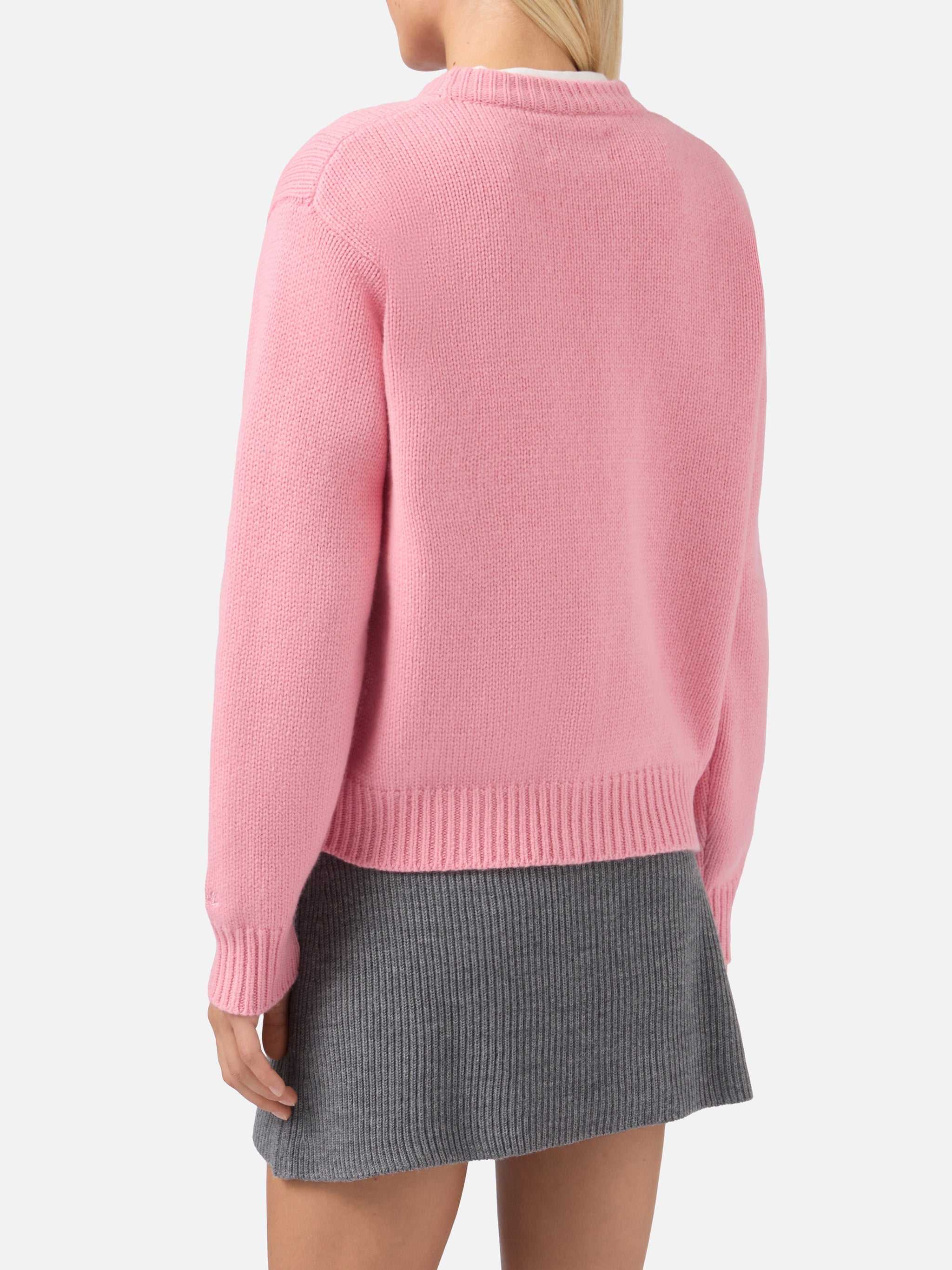Kyla Wool Sweater Pink With Courma Jacquard