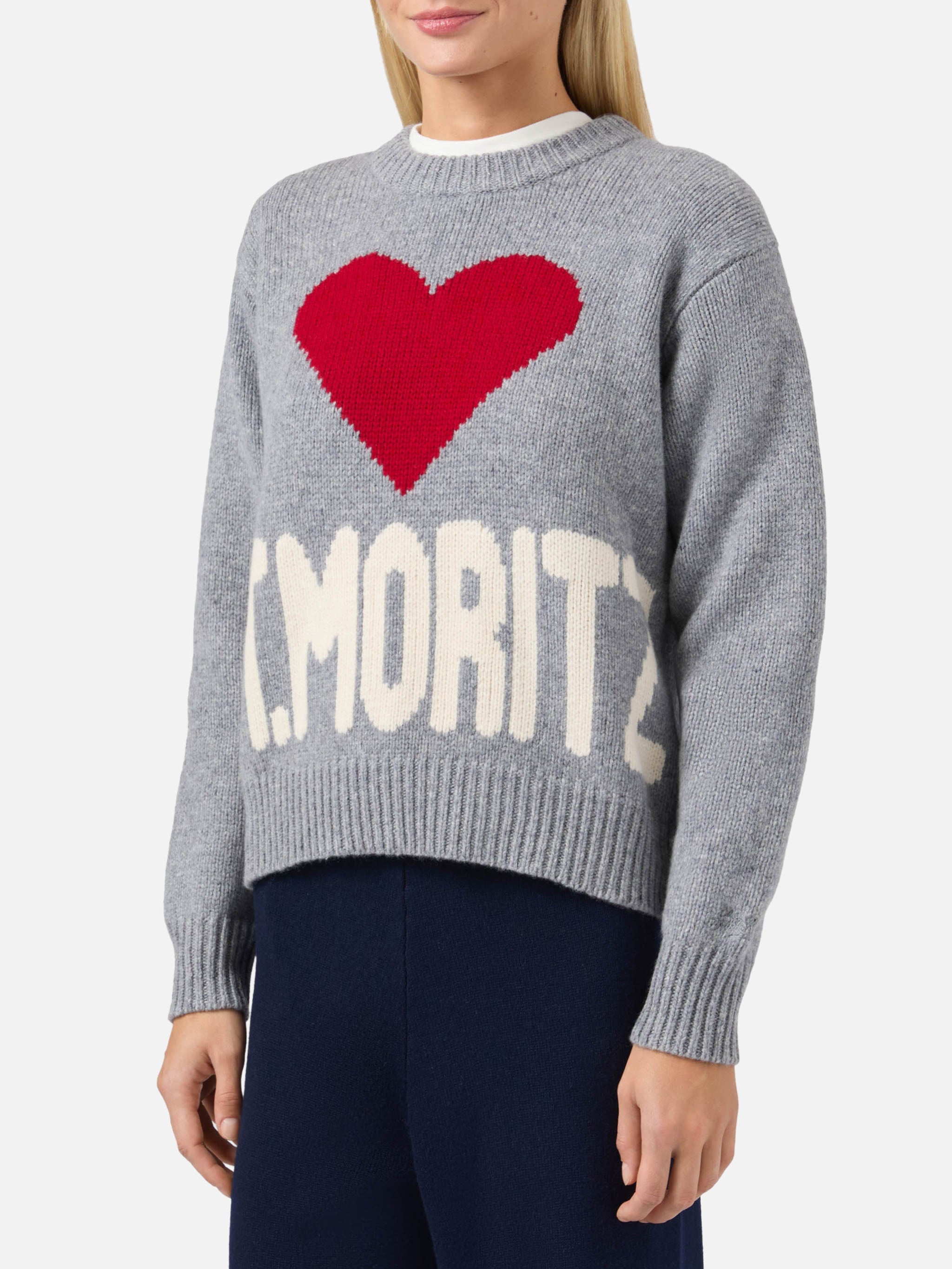 Kyla Wool Sweater Grey With St. Moritz Jacquard