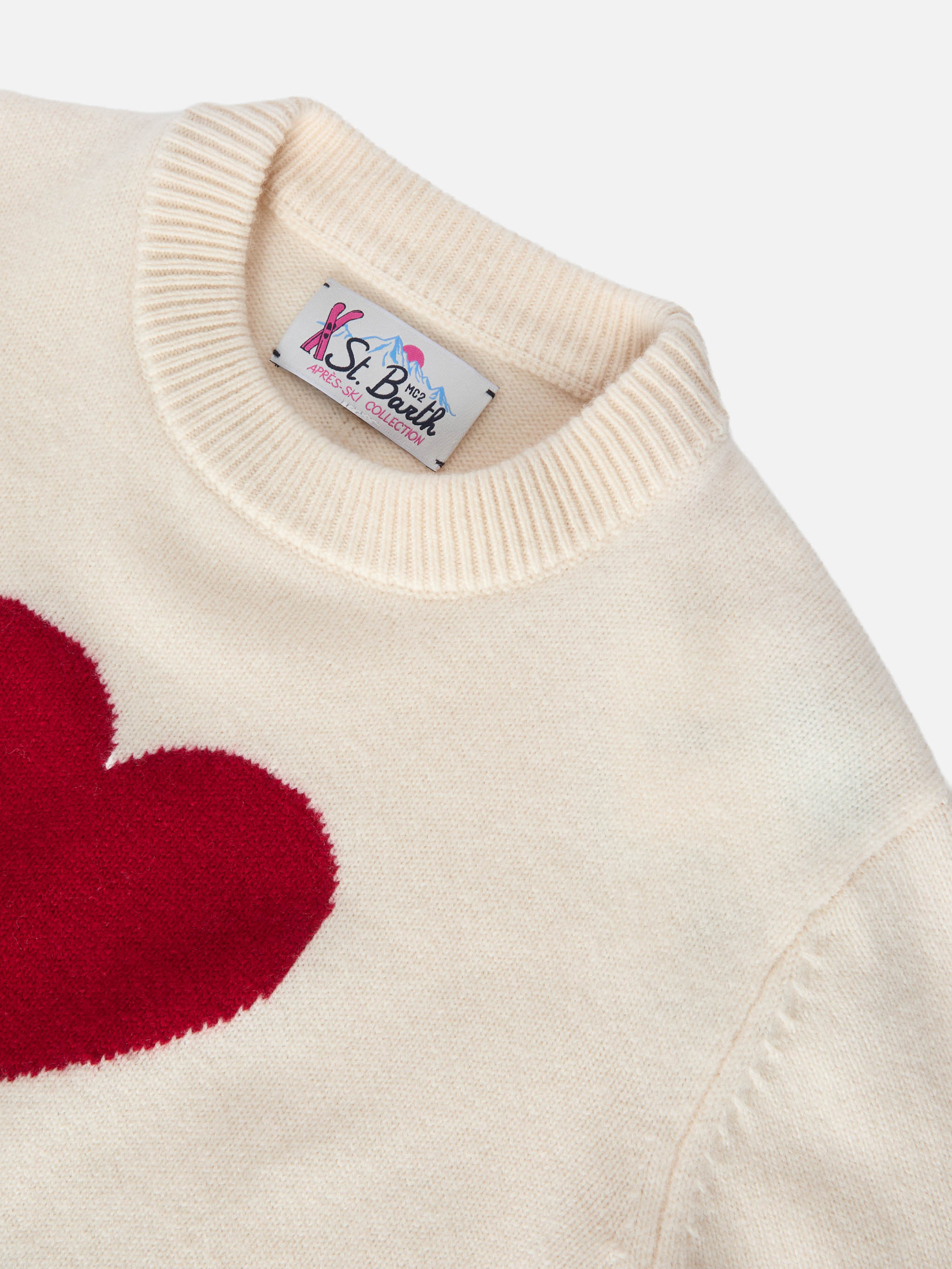 Kyla Jr Wool Sweater With St. Barth Heart Jacquard White