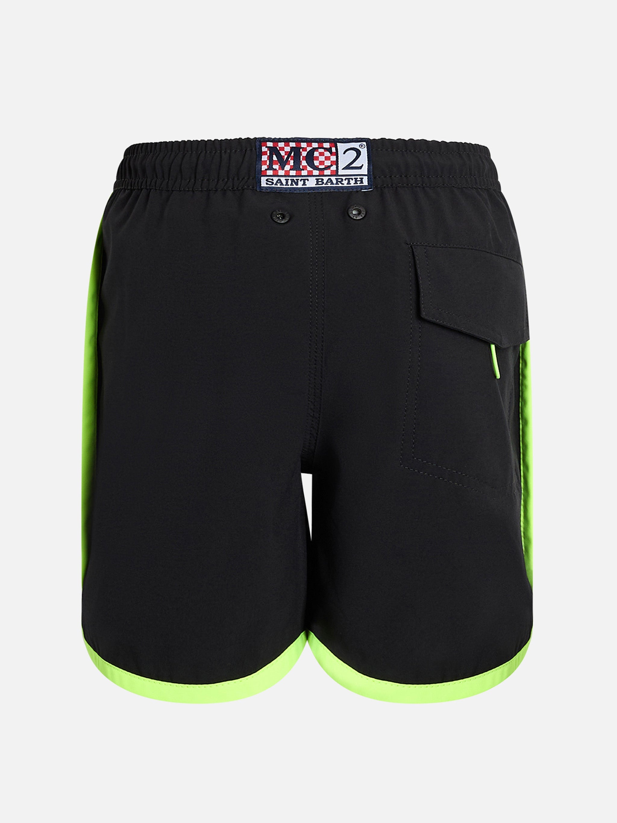 Boy Long Lentgh Black Swim Shorts Kyte Comfort Jr Swimshort