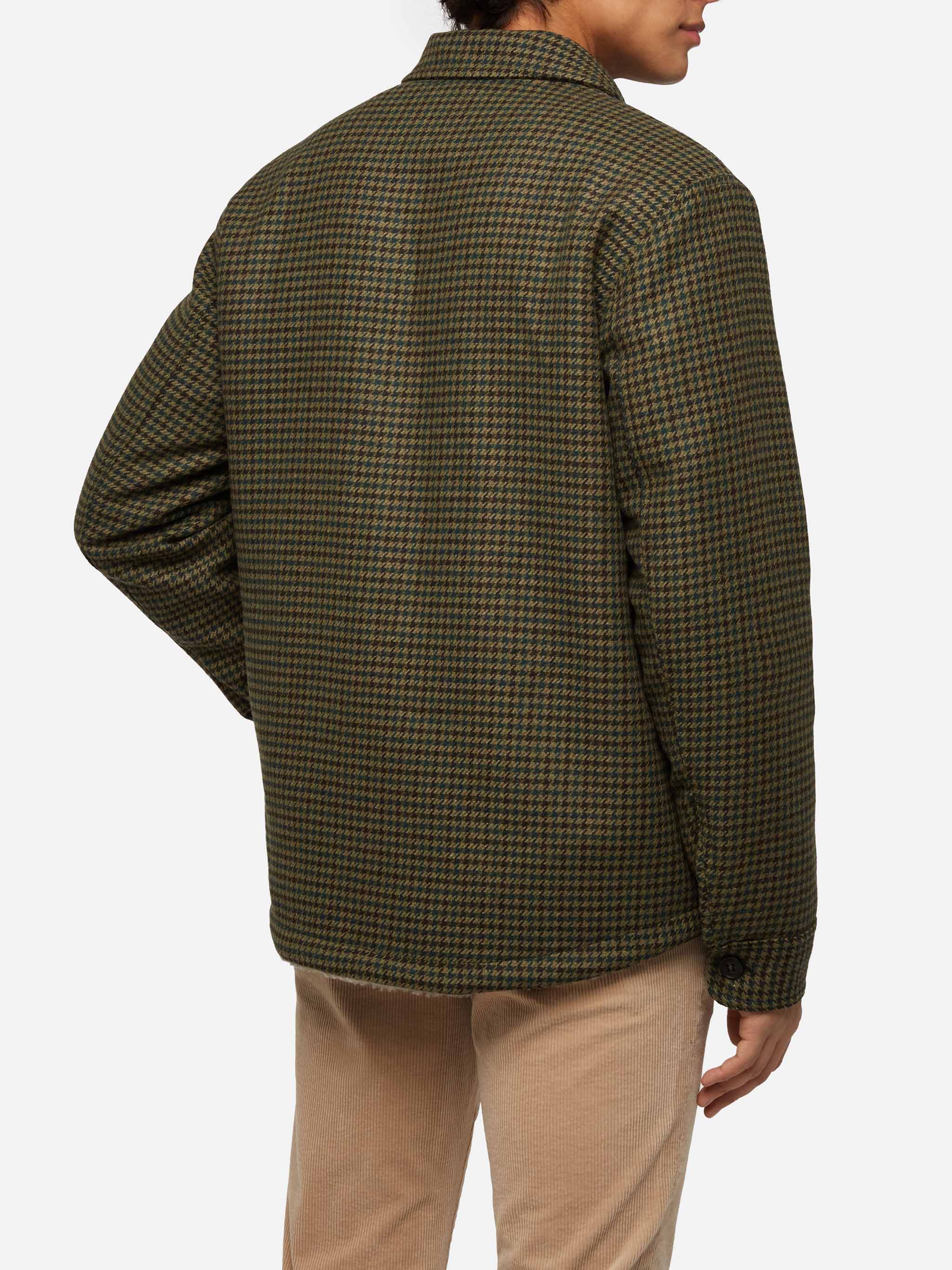 Man Wool Blend Overshirt Landeck With Pied De Poule Print Brown Jacket