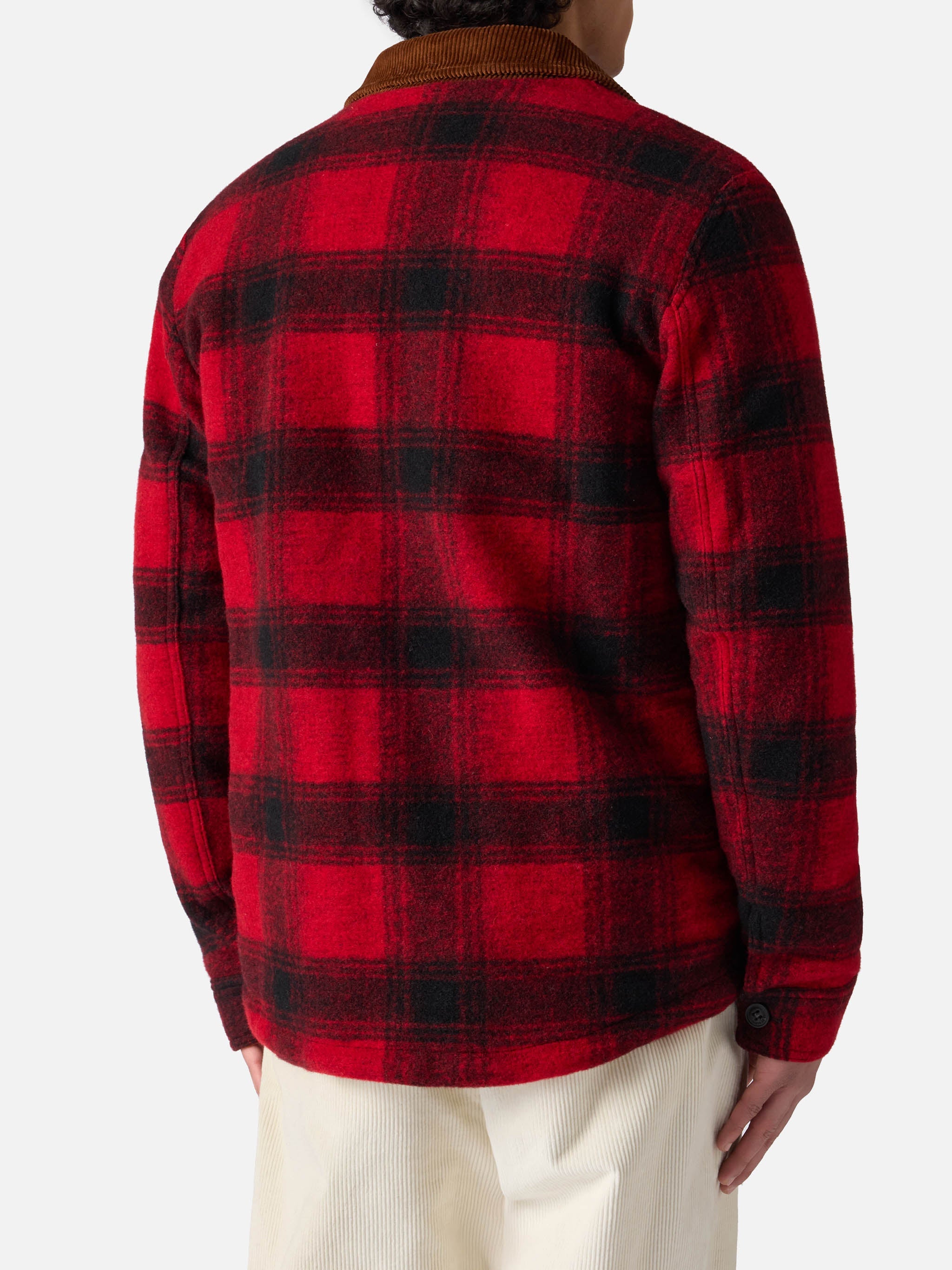 Man Wool Blend Overshirt Landeck With Tartan Print Red Jacket