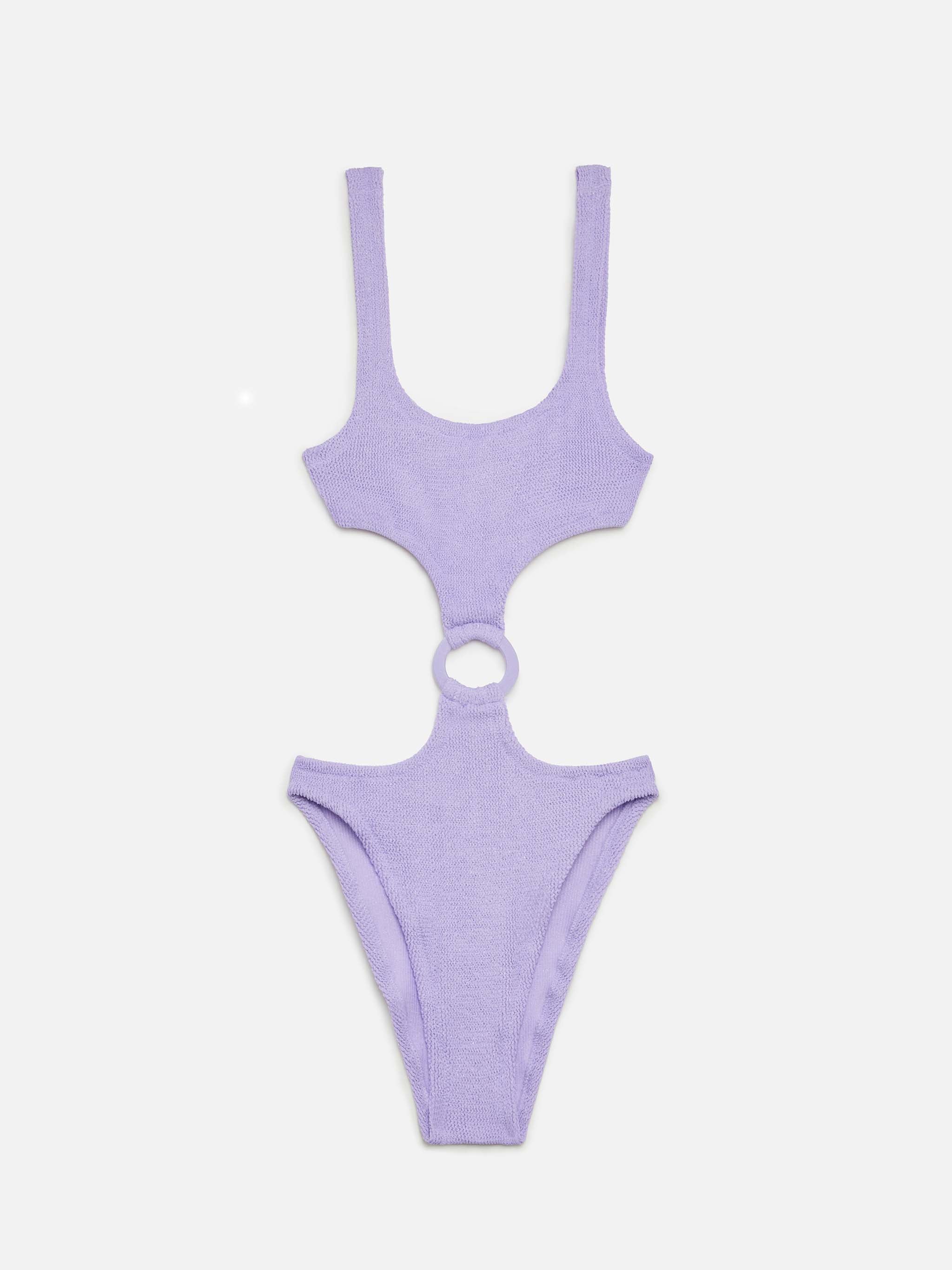 Laurel Crinkle Lurex Lilac Cut-Out One-Piece Swimsuit Pink One Piece