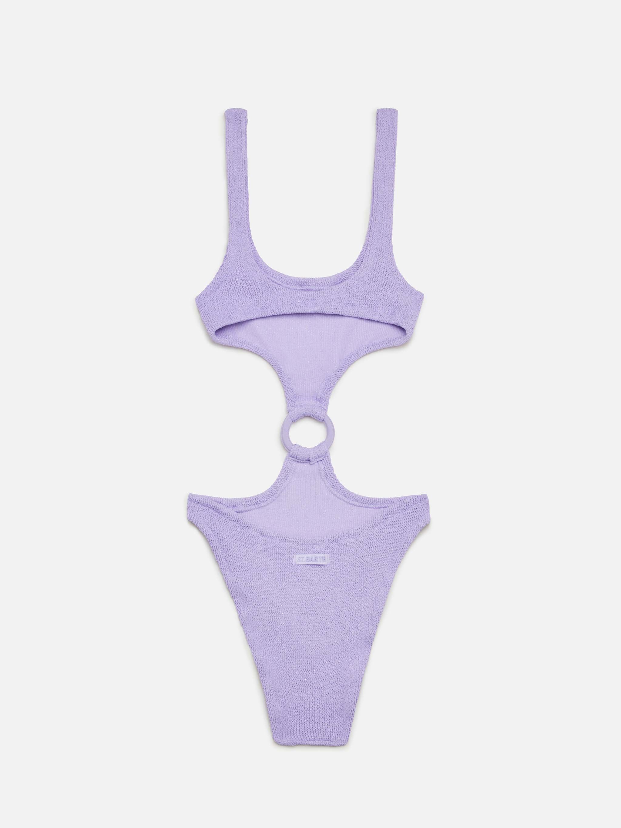 Laurel Crinkle Lurex Lilac Cut-Out One-Piece Swimsuit Pink One Piece