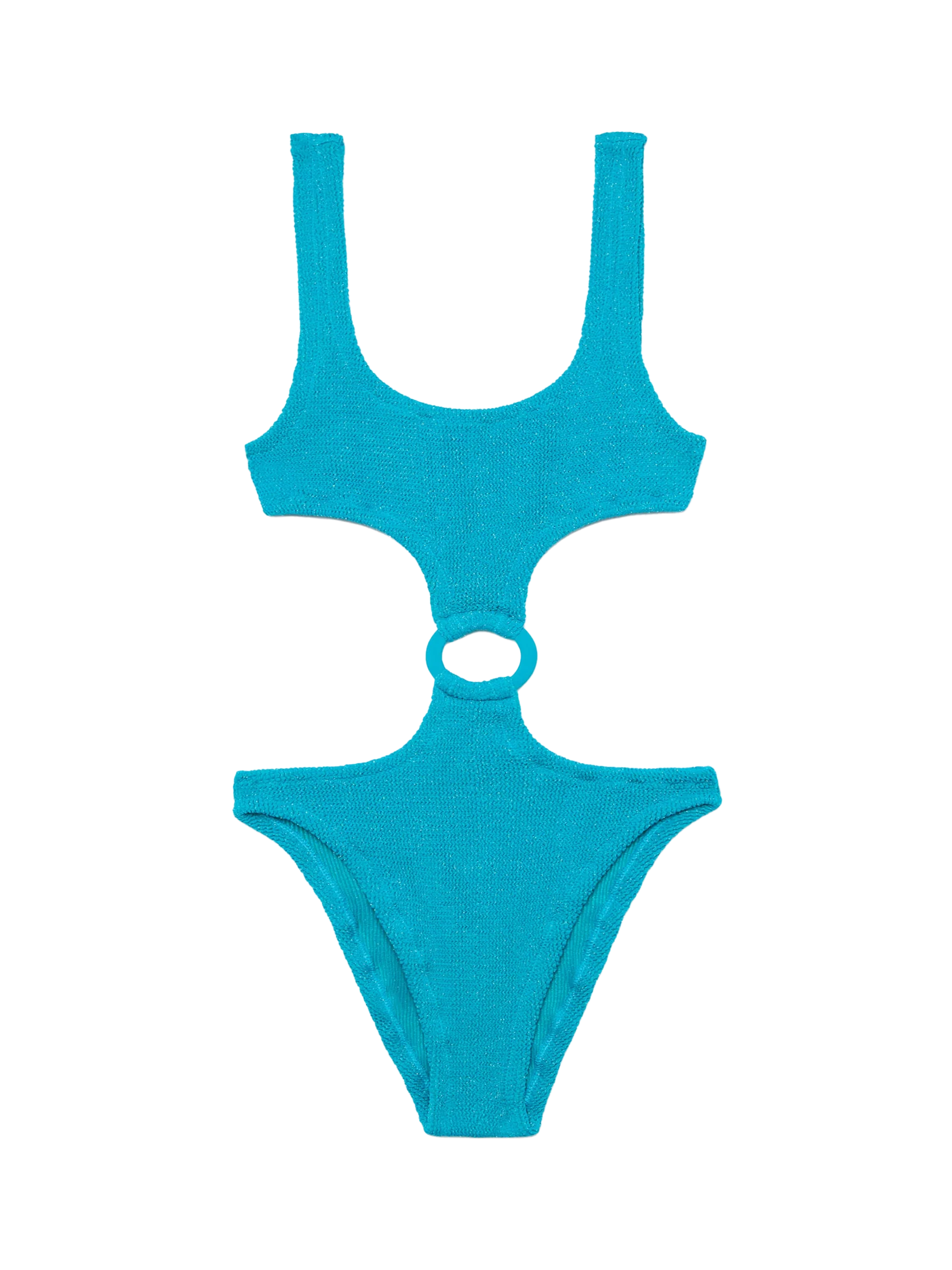 Laurel Crinkle Teal Cut-Out One-Piece Swimsuit Green One Piece