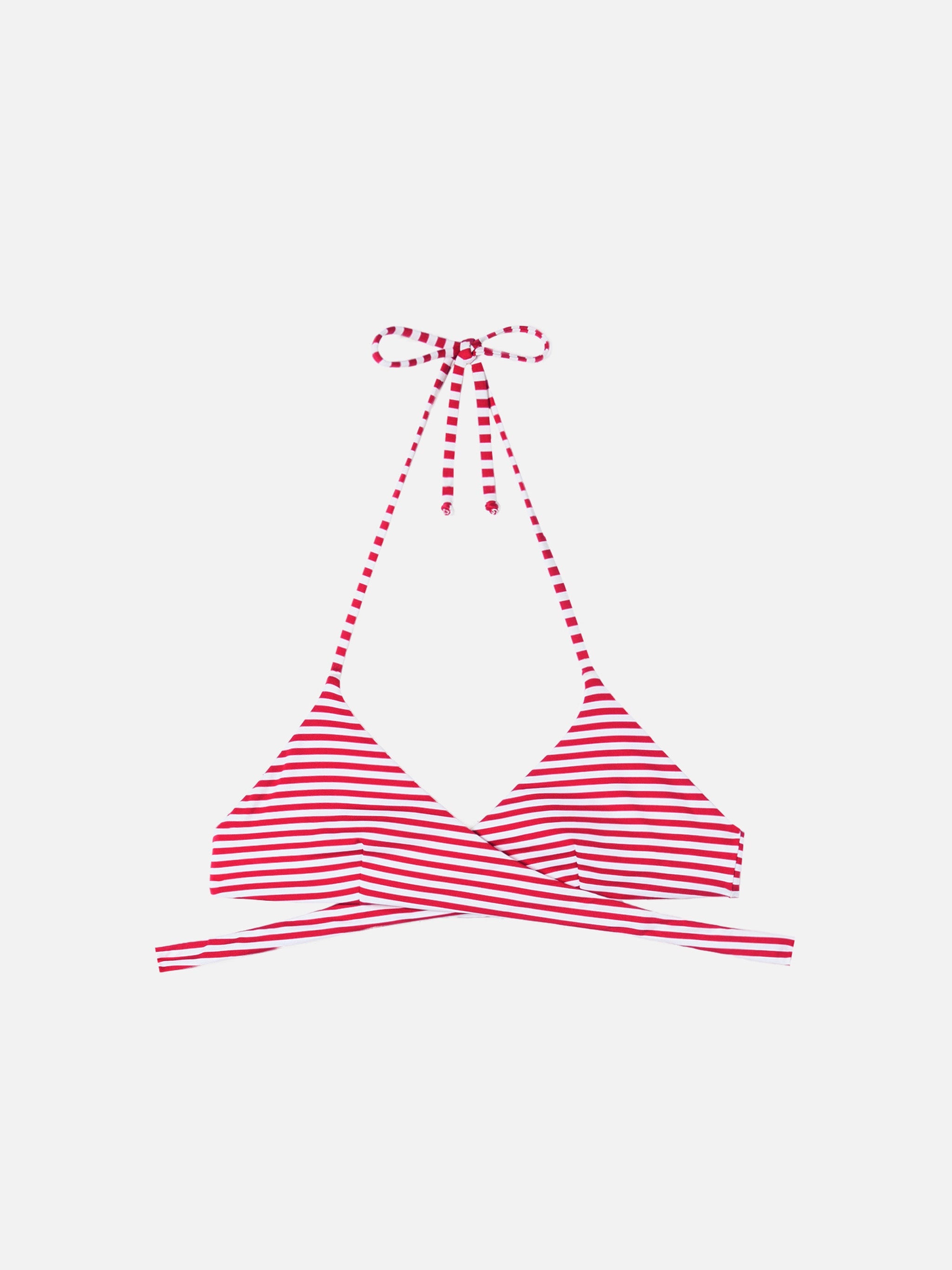 Wrap Triangle Top With Red Striped Print
