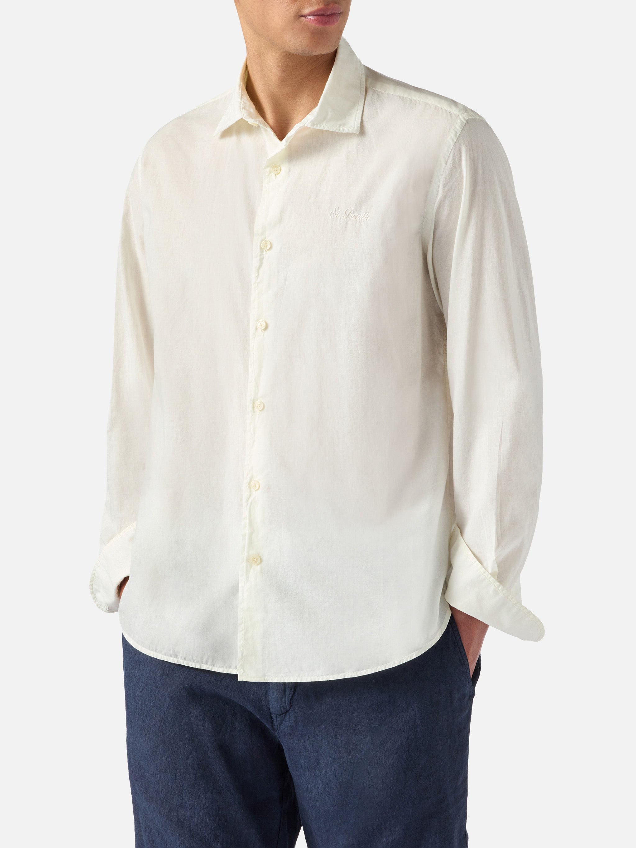 Cream Chemise Shirt Pure Cotton White