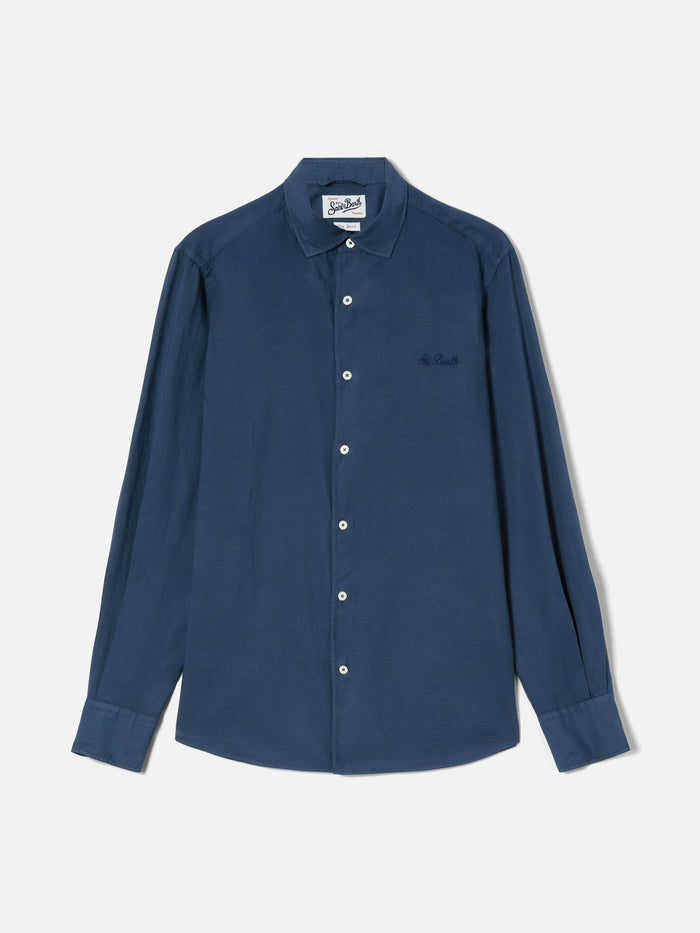 Navy Chemise Shirt Pure Cotton Blue